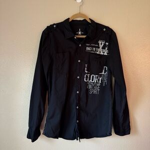 i jeans by Buffalo Black Graphic Shirt Jacket